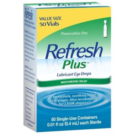 Refresh Plus Lubricant Eye Drops Single-Use Vials, 50 Count