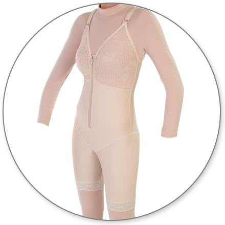 Style 27B - Mid Thigh Body Shaper with Bra Top Open Crotch