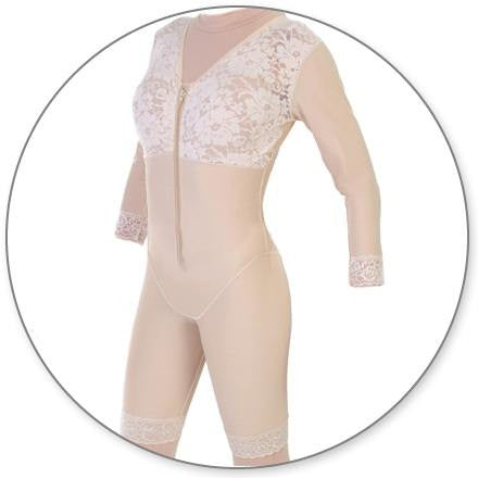 Style 27S - Mid Thigh Body Shaper with Sleeves by Contour