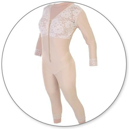 Style 28S - Mid Calf Body Shaper with Sleeves by Contour