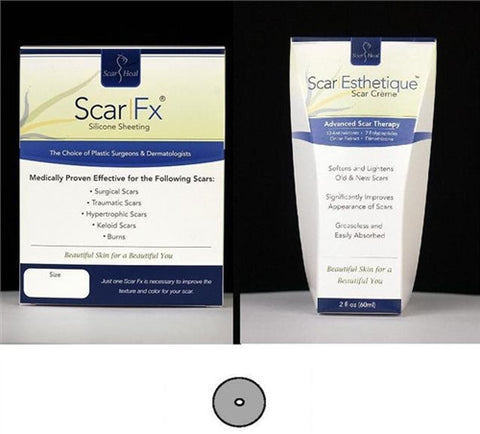 Par de láminas de silicona Scar Fx de 7,6 cm para el contorno del pecho y kit de crema estética Scar Esthetic
