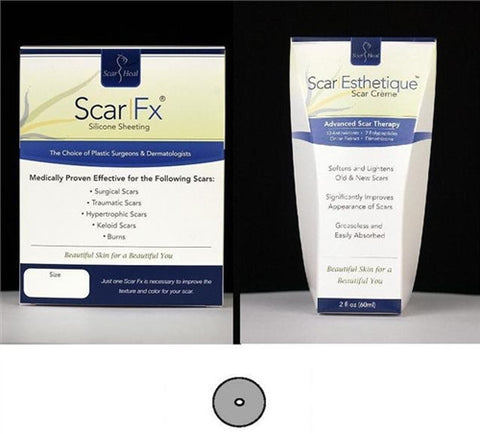 Scar Fx Silicone Sheet 3" Breast Circle Pair and Scar Esthetique Cream Kit