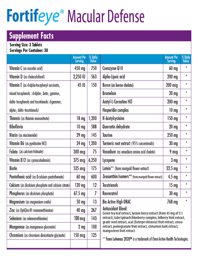 Fortifeye Macular Defense (90 Tablets) - DirectDermaCare