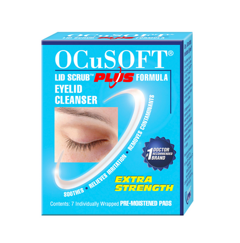 Almohadillas prehumedecidas OCuSOFT Lid Scrub Plus, paquete de prueba prequirúrgico (7 unidades)